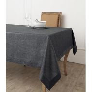 Solino Home Linen Tablecloth 60 x 108 Inch - 100% Pure Linen Charcoal Grey Tablecloth - Machine Washable Rectangle Tablecloth - Athena