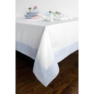 Solino Home Linen Tablecloth 60 x 120 Inch - 100% Pure Linen Light Blue and White Tablecloth - Farmhouse Dining Rectangle Tablecloth for Summer - Contempo