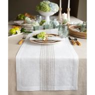 Solino Home Stripe Linen Table Runner 72 inches Long - 100% Pure Linen Natural and White Table Runner 14 x 72 Inch - Machine Washable Farmhouse Table Runner for Summer