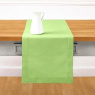 Solino Home Apple Green Table Runner 108 Inches Long - Cotton Linen Hemstitch Summer Table Runner 14 x 108 Inch - Machine Washable Scarf Dining Table Runner