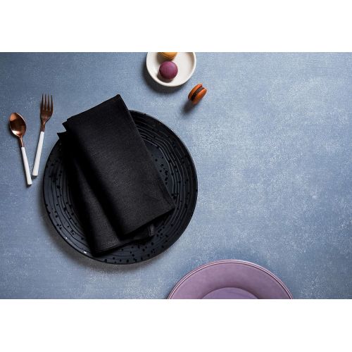  [아마존베스트]Solino Home 100% Pure Linen Dinner Napkins - 20 x 20 Inch Black, Set of 4 Linen Napkins, Athena - European Flax, Soft & Handcrafted with Mitered Corners