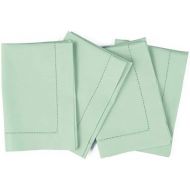 [아마존베스트]Solino Home Hemstitch Cotton Linen Dinner Napkins  Set of 4, 20 x 20 Inch Aqua Natural Fabric  Machine Washable Handcrafted with Mitered Corners