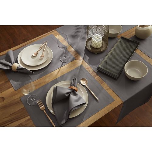  [아마존베스트]Solino Home Dru Cotton Linen Dinner Napkins  20 x 20 Inch, Grey Set of 4 Napkins, Natural Fabric  Machine Washable Handcrafted with Mitered Corners