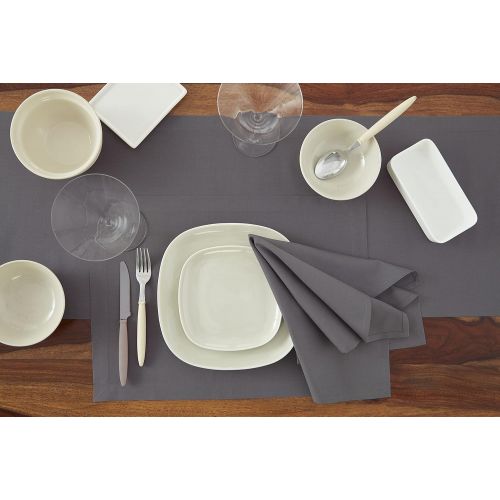  [아마존베스트]Solino Home Dru Cotton Linen Dinner Napkins  20 x 20 Inch, Grey Set of 4 Napkins, Natural Fabric  Machine Washable Handcrafted with Mitered Corners