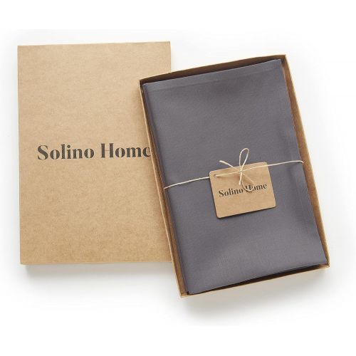  [아마존베스트]Solino Home Dru Cotton Linen Dinner Napkins  20 x 20 Inch, Grey Set of 4 Napkins, Natural Fabric  Machine Washable Handcrafted with Mitered Corners