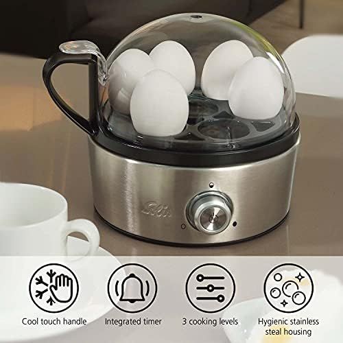  Solis 977.87Egg Boiler 7Eggs with Hardness Adjustment, Cook and Steaming Insert Eggs 2Qt, Stainless Steel