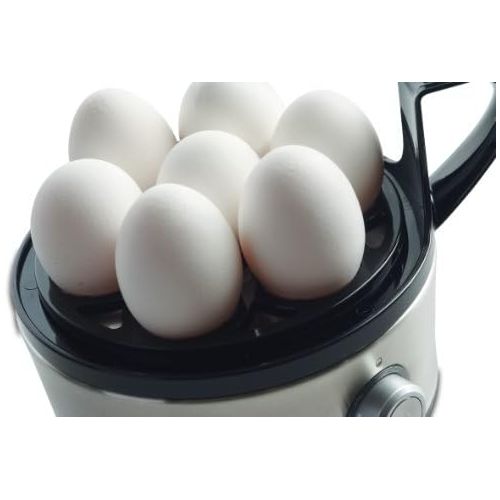  Solis 977.87Egg Boiler 7Eggs with Hardness Adjustment, Cook and Steaming Insert Eggs 2Qt, Stainless Steel