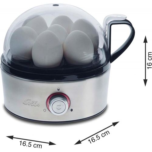  Solis 977.87Egg Boiler 7Eggs with Hardness Adjustment, Cook and Steaming Insert Eggs 2Qt, Stainless Steel