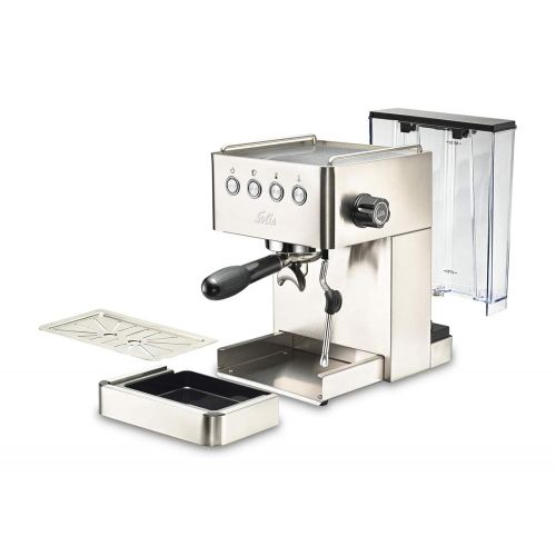  Solis Espressomaschine, Programmierbare Tassengroesse, Dampf- und Heisswasserfunktion, 58 mm Profi-Siebhalter, 15 bar, 1,7 l Wassertank, Edelstahl, Barista Gran Gusto (Typ 1014)