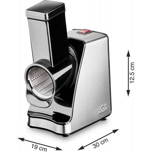  Solis Elektrische Multiraffel/ Schneidemaschine mit 5 Schneidetrommeln, Schneiden/ Reiben/ Raspeln/ Mahlen, 350 Watt, Edelstahl/Kunststoff, Slice & More (Type 8401)