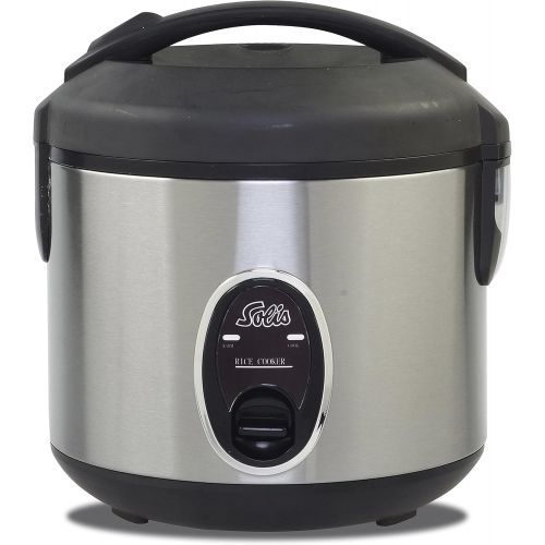  Solis Reiskocher, Weisser/brauner Reis, Warmhaltefunktion, 4 Tassen Reis, 0,8 Liter, Inklusive Messbecher und Schoepfloeffel, Rice Cooker Compact (Typ 821)