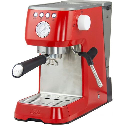  Solis Espressomaschine, Manometer, Dampf- und Heisswasserfunktion, PID-Temperaturregler, 54 mm Siebtrager mit Doppelauslauf, 15 bar, 1,7 l Wassertank, Edelstahl, Barista Perfetta Pl