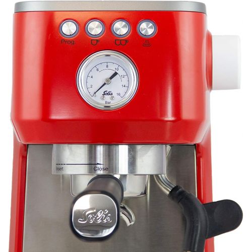  Solis Espressomaschine, Manometer, Dampf- und Heisswasserfunktion, PID-Temperaturregler, 54 mm Siebtrager mit Doppelauslauf, 15 bar, 1,7 l Wassertank, Edelstahl, Barista Perfetta Pl