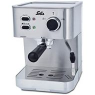 Solis Siebtrager-Espressomaschine fuer gemahlenen Kaffee oder Softpads, Heissdampfduese, 15 Bar, 1,5 l Wassertank, Edelstahl, Primaroma