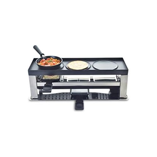  Solis Grill 4 in 1, Raclette/ Tischgrill/ Wok/ Crepes, 3 Personen, Edelstahl, Table Grill 4 in 1 (Typ 790)