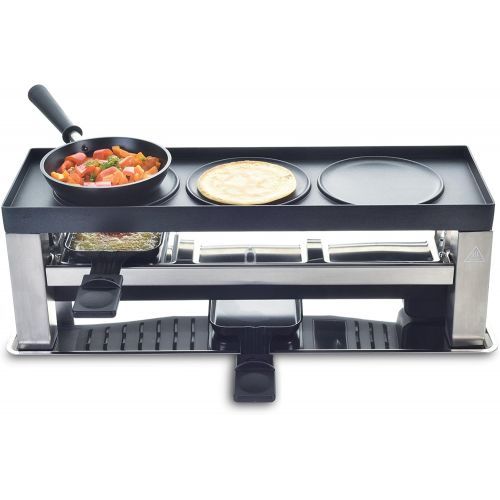  Solis Grill 4 in 1, Raclette/ Tischgrill/ Wok/ Crepes, 3 Personen, Edelstahl, Table Grill 4 in 1 (Typ 790)