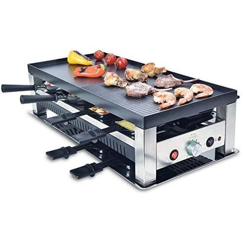  Solis Grill 5 in 1, Raclette/ Tischgrill/ Wok/ Crepes/Pizza, 8 Personen, Edelstahl, Table Grill 5 in 1 (Typ 790)