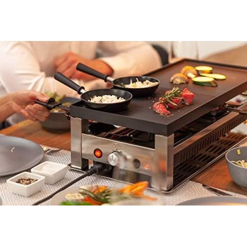  Solis Grill 5 in 1, Raclette/ Tischgrill/ Wok/ Crepes/Pizza, 8 Personen, Edelstahl, Table Grill 5 in 1 (Typ 790)
