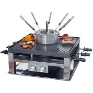 [아마존베스트]Solis Raclette, Tischgrill und/oder Fleischfondue, 8 Personen, Edelstahl, Combi-Grill 3 in 1 (Typ 796)