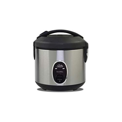  Solis Reiskocher, Weisser/brauner Reis, Warmhaltefunktion, 4 Tassen Reis, 0,8 Liter, Inklusive Messbecher und Schoepfloeffel, Rice Cooker Compact (Typ 821)