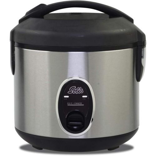  Solis Reiskocher, Weisser/brauner Reis, Warmhaltefunktion, 4 Tassen Reis, 0,8 Liter, Inklusive Messbecher und Schoepfloeffel, Rice Cooker Compact (Typ 821)