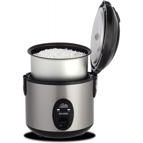  Solis Reiskocher, Weisser/brauner Reis, Warmhaltefunktion, 4 Tassen Reis, 0,8 Liter, Inklusive Messbecher und Schoepfloeffel, Rice Cooker Compact (Typ 821)