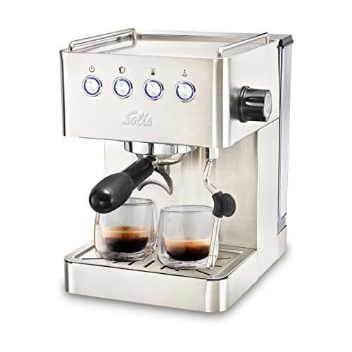  Solis Espressomaschine, Programmierbare Tassengroesse, Dampf- und Heisswasserfunktion, 58 mm Profi-Siebhalter, 15 bar, 1,7 l Wassertank, Edelstahl, Barista Gran Gusto (Typ 1014)