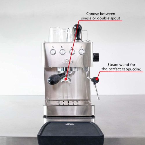  Solis Espressomaschine, Programmierbare Tassengroesse, Dampf- und Heisswasserfunktion, 58 mm Profi-Siebhalter, 15 bar, 1,7 l Wassertank, Edelstahl, Barista Gran Gusto (Typ 1014)