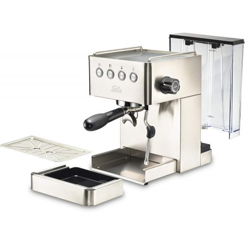  Solis Espressomaschine, Programmierbare Tassengroesse, Dampf- und Heisswasserfunktion, 58 mm Profi-Siebhalter, 15 bar, 1,7 l Wassertank, Edelstahl, Barista Gran Gusto (Typ 1014)