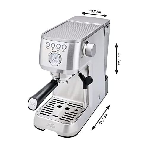  [아마존베스트]Solis Espresso Machine, Pressure Gauge, Steam and Hot Water Function, PID Temperature Controller, 54 mm Filter Holder with Double Spout, 15 Bar, 1.7 L Water Tank, Stainless Steel,