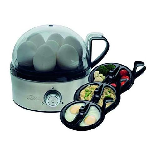  [아마존베스트]Solis Egg Boiler for 7 Eggs, with Hardness Adjustment, Cooking and Steaming, Egg Insert and 2 Bowls, Egg Boiler & More Stainless Steel