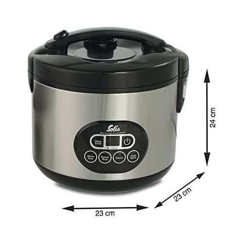  [아마존베스트]Solis Rice Cooker and Steamer, White/Brown Rice, Timer and Warming Function, 6 Cups Rice, 1.2 Litres, Includes Measuring Cup and Ladle, Duo Program (Type 817)