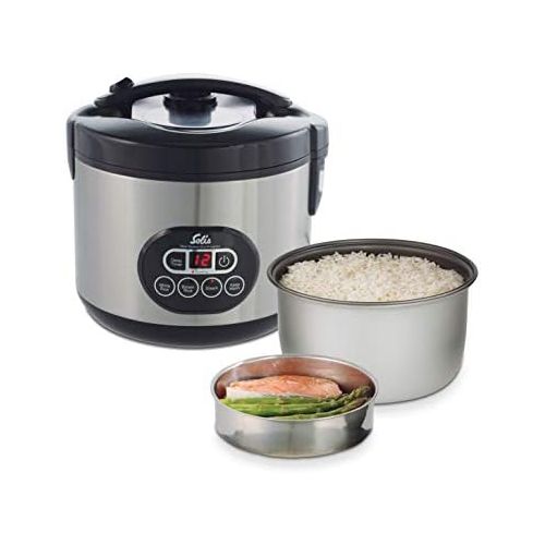  [아마존베스트]Solis Rice Cooker and Steamer, White/Brown Rice, Timer and Warming Function, 6 Cups Rice, 1.2 Litres, Includes Measuring Cup and Ladle, Duo Program (Type 817)