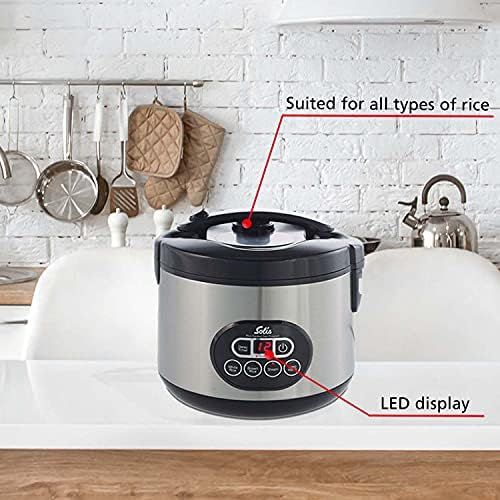  [아마존베스트]Solis Rice Cooker and Steamer, White/Brown Rice, Timer and Warming Function, 6 Cups Rice, 1.2 Litres, Includes Measuring Cup and Ladle, Duo Program (Type 817)