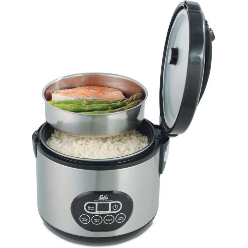  [아마존베스트]Solis Rice Cooker and Steamer, White/Brown Rice, Timer and Warming Function, 6 Cups Rice, 1.2 Litres, Includes Measuring Cup and Ladle, Duo Program (Type 817)