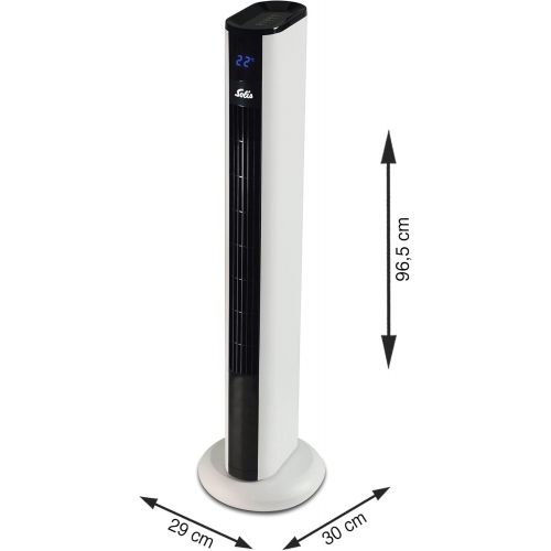  [아마존베스트]Solis 970.51 Tower Fan with Temperature Display and Remote Control, Built-in Dust Filter, 91 cm Height, Easy Breezy Matt Black (Type 757), 970.51