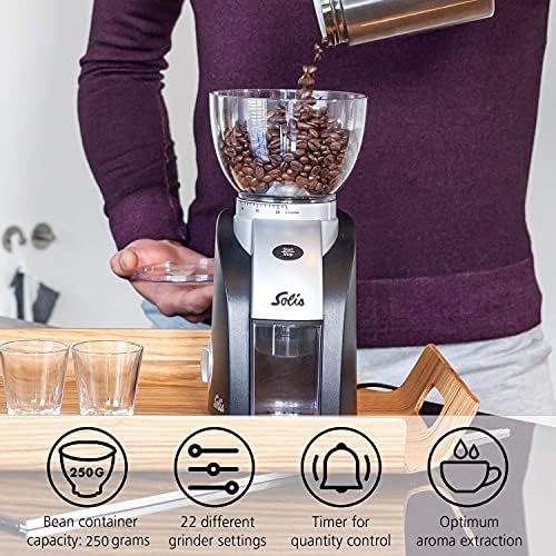  [아마존베스트]Solis Electric Coffee Grinder 1 to 10 Cups 13 Grinding Levels Antistatic Cone Grinder