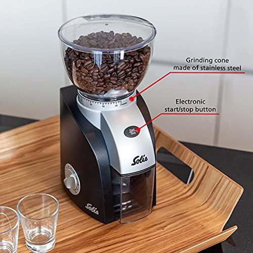  [아마존베스트]Solis Electric Coffee Grinder 1 to 10 Cups 13 Grinding Levels Antistatic Cone Grinder