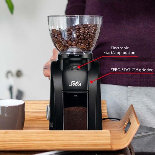  [아마존베스트]Solis Scala Plus Zero Static 1662 Coffee Grinder  24 Mills Timer Switch Protection Against Static Coffee, Start/Stop Button, Coffee Bean Container 300 g, Easy to Clean