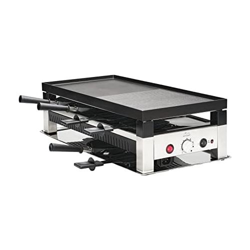  Solis 5 in 1 Table Grill 791 Raclette Grill Electric Grill Raclette, Table Grill, Wok, Crepes and Pizza 8 People Stainless Steel