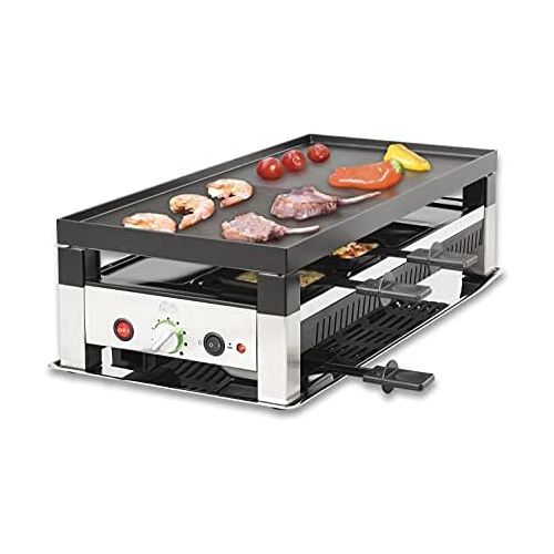  Solis 5 in 1 Table Grill 791 Raclette Grill Electric Grill Raclette, Table Grill, Wok, Crepes and Pizza 8 People Stainless Steel