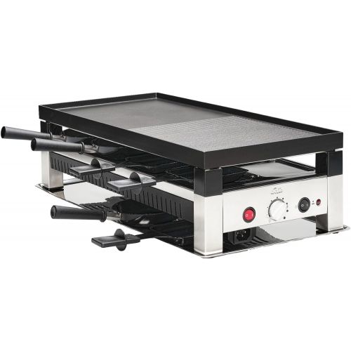  Solis 5 in 1 Table Grill 791 Raclette Grill Electric Grill Raclette, Table Grill, Wok, Crepes and Pizza 8 People Stainless Steel