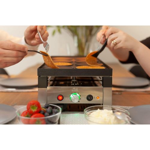  Solis 5 in 1 Table Grill 791 Raclette Grill Electric Grill Raclette, Table Grill, Wok, Crepes and Pizza 8 People Stainless Steel