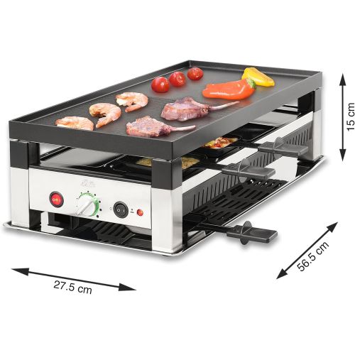  Solis 5 in 1 Table Grill 791 Raclette Grill Electric Grill Raclette, Table Grill, Wok, Crepes and Pizza 8 People Stainless Steel