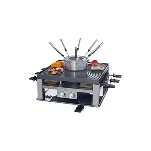  Solis Combi Grill 3 in 1 796 Raclette Grill Electric Grill Raclette, Table Grill and Fondue Electric 8 People Stainless Steel
