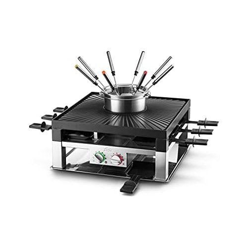  Solis Combi Grill 3 in 1 796 Raclette Grill Electric Grill Raclette, Table Grill and Fondue Electric 8 People Stainless Steel