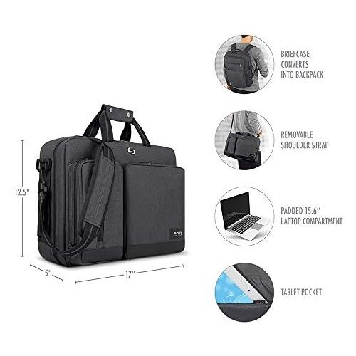  [아마존베스트]SOLO Solo Duane Convertible Briefcase. Fits up to a 15.6-Inch Laptop. Converts to Backpack, Briefcase or Messenger Bag. Laptop Bag for Men or Women - Grey