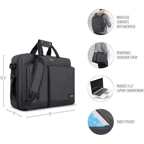  [아마존베스트]SOLO Solo Duane Convertible Briefcase. Fits up to a 15.6-Inch Laptop. Converts to Backpack, Briefcase or Messenger Bag. Laptop Bag for Men or Women - Grey