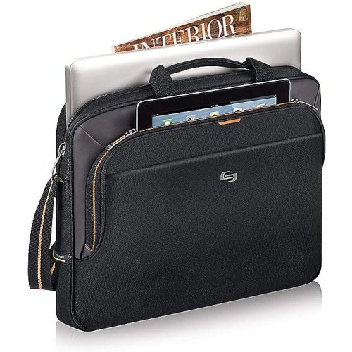  [아마존베스트]Solo New York Ace Slim Brief Laptop Briefcase, Black
