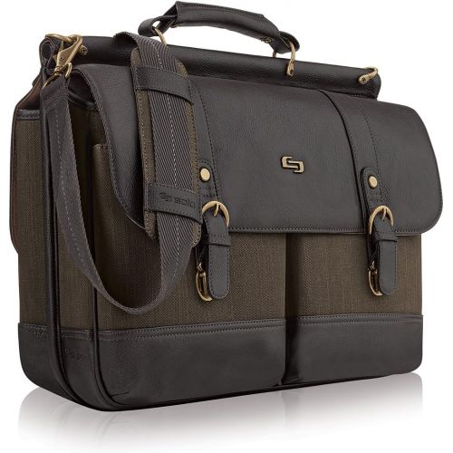  SOLO Solo Thompson 15.6 Inch Briefcase with Padded Laptop Compartment, Brown